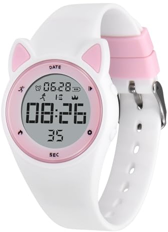 aswan watch Montre Digitale Enfant avec Chronomètre, Eclairage, Alarme, Date,Podomètres Marche Non Connecté-Montres Sport pour Fille Garcon avec Bracelet en Silicone