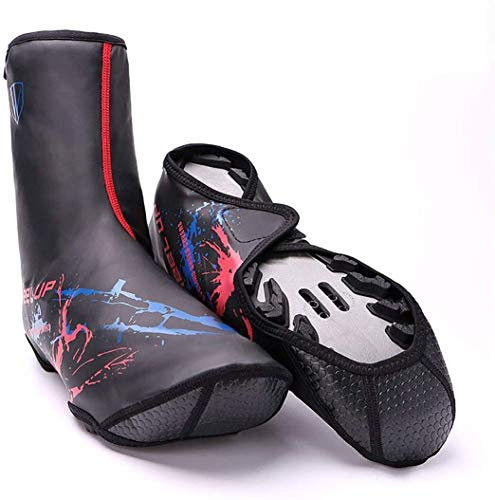 Shoe Covers waterproof Warm Bike Overshoes With Reflective Strip, Winter Waterproof Windproof Bike Cycling Accessories For Men Women Road MTB (Color : C(Red), Size : A(L))