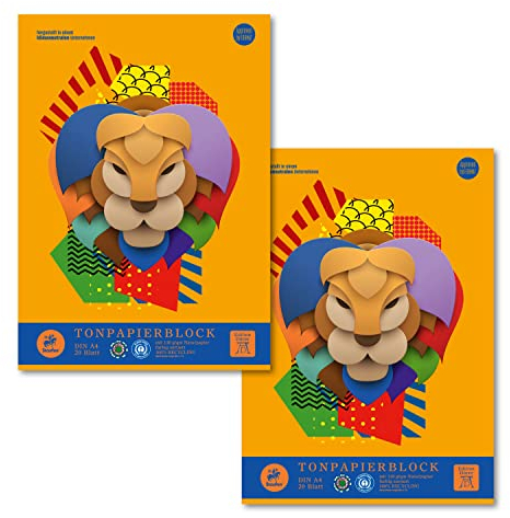 Staufen Dürer Tonpapierblock, 2 Stück, DIN A4, je 20 Blatt 130 g/m², in 10 Farben sortiert