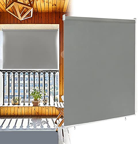 VA-Cerulean Außenrollo Senkrechtmarkise Sichtschutzrollo, Sonnenschutz, Wetterfest, Verdunkelungsrollo, Fensterrollo Balkonrollo für Fenster & Tür(140x140 cm,Grau)