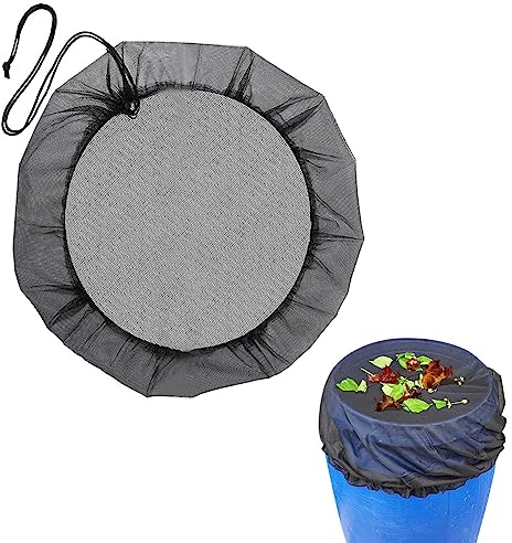 URFEDA Filet de Protection pour Tonneau de Pluie Réglable 120cm Filet Recuperateur d Eau de Pluie avec Cordon de Serrage Filet de Protection Anti-Moustique pour Extérieur Jardin Seaux Feuilles