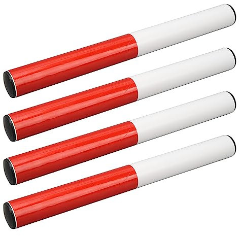 Buachois 4-teilige Schlagstöcke, Feldrenn-Stab, PVC-Kinder-Lauf-Stab-Staffelstab, Rot-weißer Leichtathletik-Stab-Staffelstab Für Outdoor-Sport-Übungssportler