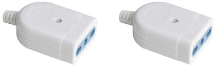 Presa Elettrica Bipasso 2P+T 10/16A, Compatibile con Spina Italiana 10A e 16A, Presa Bivalente Uscita Cavo Diritto 250V Max 1500W (2 Pezzi, Bianco)