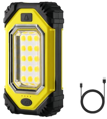 Napatyre Foco de Trabajo Recargable, 8000mAh Foco LED Bateria con Imanes y Gancho, Power Bank, 6 Modos Luz de Trabajo Portátil para Camping Pesca Emergencias Garaje Taller