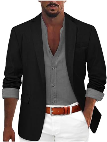 Generico Blazer da Uomo tinta unita Slim Fit con Un Bottone Suit Jacket Formale Elegante Giacca Business da Lavoro
