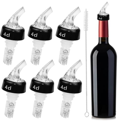 JGCJGG 6 Stück Flaschenausgießer 4cl Schnapsflasche Ausgießer Weinausgießer Ölausgießer Spirituosen Ausgießer Auto Pour Ausgießer Lecksicher Dosierhilfe Portionierer für Wein, Schnaps, Cocktails, Öl