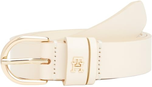 Tommy Hilfiger Damen Gürtel Essential Effortless 2,5 cm Ledergürtel, Elfenbein (Ivory Petal), 100 cm
