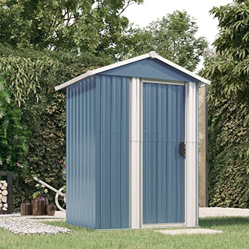 Willood Cobertizo de Jardín Cabaña Troncos Armario Herramientas Almacenamiento Exterior Patio Aire Libre Acero Galvanizado Antracita 180,5x97x209,5cm