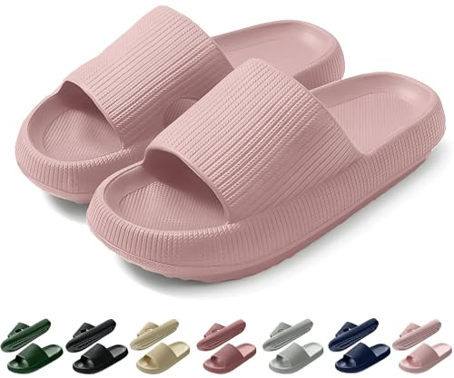 Zapatillas Mujer Hombre Casa Verano Casual Chanclas Cómodas Suaves Playa Baño Pantuflas Antideslizante Sandalias Interiores y Exteriores Rosa 250