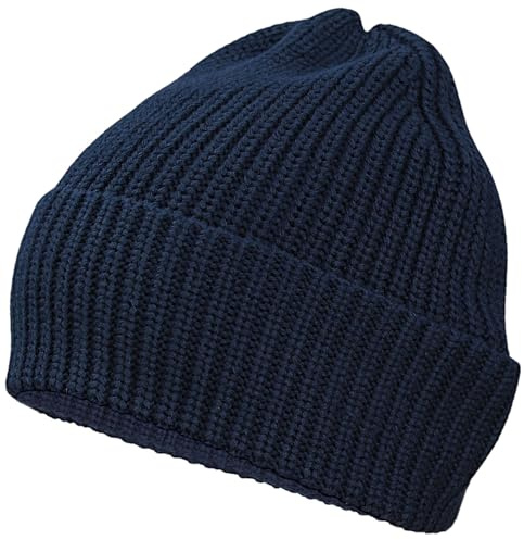 TupTam Beanie Mütze Kinder – Warme Strickmütze aus Bio-Baumwolle für Herbst und Winter, Farbe: Marineblau Uni, Hat Size: 49-53