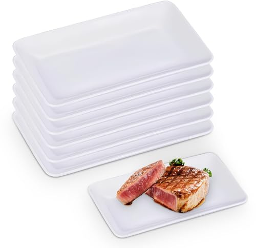 Serveringsfat, porslin, 6 stycken tårttallrikar, keramiska desserttallrikar 22,5 x 13,5 cm, serveringsplattor rektangulära, serveringstallrikar stor, kakplattor porslin, förrätt för dessert, sushi