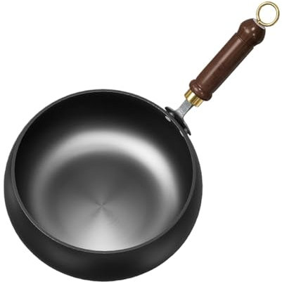 VELORIX Padella in Ferro Battuto a Mano (24 cm) - Wok in Acciaio al Carbonio Senza Rivestimento, Compatibile con Induzione - Ideale per Saltare, Brasare e Friggere (24cm Without Cover)