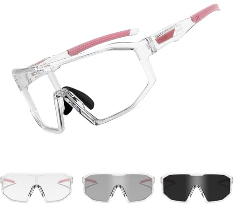 Suertree Fotocromatici Occhiali Da Ciclismo Sportivi Donne Uomini MTB Trasparenti Lenti Bici Bicicletta UV400 Corsa Pallavolo Guida Pesca Golf Escursionismo Alpinismo