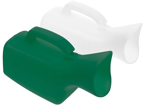 IMIKEYA Lot de 2 Urinoirs Féminins 1000 Ml en Plastique Épais Bouteille d'Urine Pratique et Portable pour Femmes Format Compact Blanc et Vert Voyage Urgence et Soins à Domicile