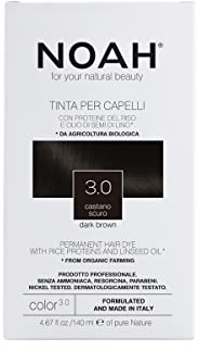 Noah Natural 3.0 - Tinte permanente para el cabello con proteínas de arroz y aceite de linaza, 140 ml