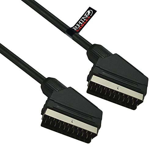 rhinocables Shielded SCART Cable - Gold-Plated 21-Pin Male to Male Lead | RGB AV Connector for VCR, DVD Player, TV, SKY Box, Android Boxes & More | High-Performance Audio Video Transfer (2m)
