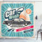 ABAKUHAUS Retro Duschvorhang, Vintage Auto-Reparatur-Kunst, Stoffliches Gewebe Badezimmerdekorationsset mit Haken, 175 x 240 cm, Kadett Blau