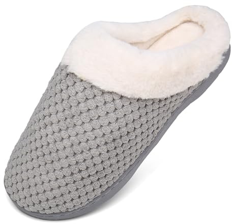 Mishansha Zapatillas De Estar por Casa para Mujer Antideslizante CáLido Invierno Pantuflas Casa Cómodas Suave Memory Foam Slippers,Gris,36/37