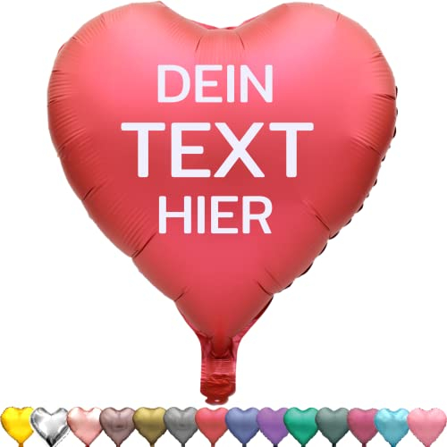 Herzballon mit Wunschtext Personalisiert Geschenkidee Überraschung von Almate Shop mit namen Luftballon mit der Inschrift herz ballon mit Text Pastell glänzend ballons bedrucken geburtstagdeko