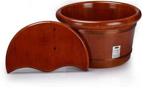 Foot Tub Wooden Foot Basin Foot Tub, Solid Oak Wood Foot Basin Tub Bucket For Foot Bath, Massage, Spa, Sauna, Soak, Acupuncture Points Massage Foot Basin Relief Fatigue,Woodenbarrel+lid foot Bath Wood