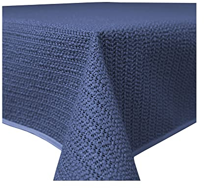 Gartentischdecke Outdoor rechteckig wetterfest wasserabweisend rutschfest abwischbar PVC Weichschaum Tischdecke für Garten, Balkon, Terrasse und Camping (Blau, 130 x 160 cm)