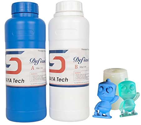 Siraya Tech Defiant 25 Kit de Silicona Platino para Fabricación de Moldes DIY, Dureza 25A, Translúcida, Ideal para Resinas UV de Impresión 3D, para Colada de Resina Epoxi (1 kg / 35,27 oz)