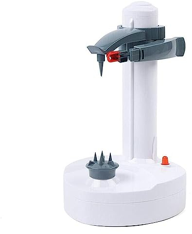 BUTKUS Éplucheur de Pommes de Terre électrique, Machine à éplucher Les Fruits rotative Automatique, éplucheur en Acier Inoxydable avec 2 Lames supplémentaires (Color : White)