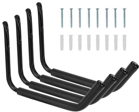 KOMCLUB Crochet mural pour garage - Pour charges lourdes - Pour kayak, échelle, vélo, canoë, chaises pliantes pour protection (27 x 37 cm)