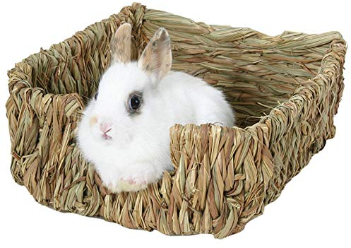 Generisch Kaninchenhaus - Kaninchen Grasbett | Hasenbett Natürlich Getrocknetes Gras Heuhaus Handgefertigtes Komfortables Spielhaus Für Kaninchen Meerschweinchen-Zubehör Haustierzubehör