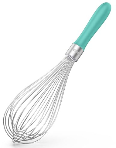 U-Taste Kökvisp 30 cm Stor Ballongvisp av Rostfritt Stål 18/10 (Aqua Sky) | med 12 Mycket Flexibla Trådar och Silikonhandtag för att Slå, Blandning och Omrörning av Deg och Såser