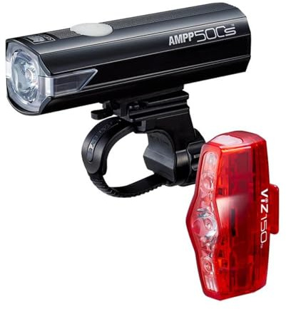 CatEye Ampp 500S / Viz 150 Bicycle Front & Rear Light Set - LED OptiCube Technology Front Light - IPX4 Waterproof Rated - FlexTight Easy Fit Bracket - USB Rechargeable