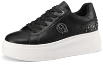 QUEEN HELENA Scarpe da Ginnastica Platform Sneakers con Strass Donna X31-12 (X31-11 Nero, Sistema Taglie Calzature EU, Adulto, Donna, Numero, Media, 36)