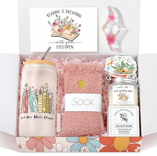 JSENGIFT Book Lovers Gifts, Bookish Book Lover Readers Gifts for Women Basket Set of 6