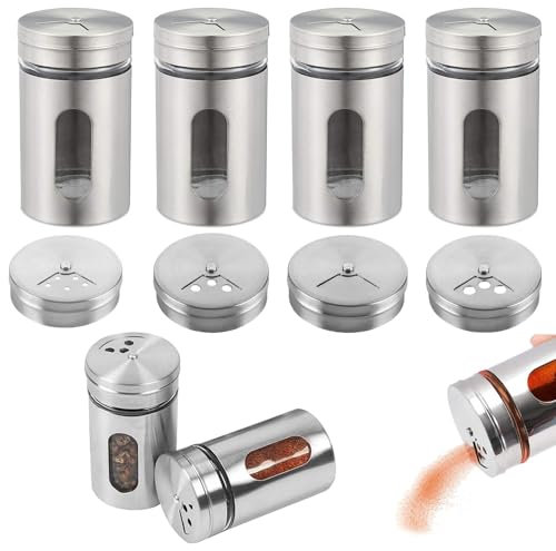 4 Pièces Pots Pour Épices,Épices Argentés En Acier Inoxydable,Pot Epices Set Epices Cuisine,Bocal Epices Avec Couvercle Hermetiques Pot A Epices,Pot Pour Stocker Et Doser Les Épices,Paprika, Poudres