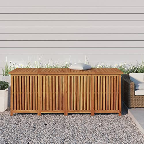 Gecheer Scatola di immagazzinaggio da giardino, 200 x 80 x 75 cm, in legno massello di acacia, cassapanca per riporre attrezzi, contenitore per cuscini per balcone, piscina e terrazza