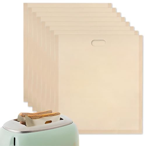 8 Pack Large Toaster Bags, Reusable Non-Stick Sandwich Bags 100% BPA & Gluten Free Washable Toastie Bag for Grilled Cheese Sandwiches Pizza Panini, Toaster Microwave