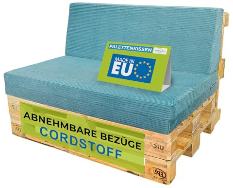 Pillows24 Palettenkissen 2er Set aus Cord, Abnehmbarer Bezug