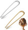 2 Stück French Twist Hair Pin U-förmige Haarnadel aus Metall 11cm Französische Haarnadel U Förmige Hairpin Haargabel für Frauen Mädchen Haarschmuck (Gold, Silber)