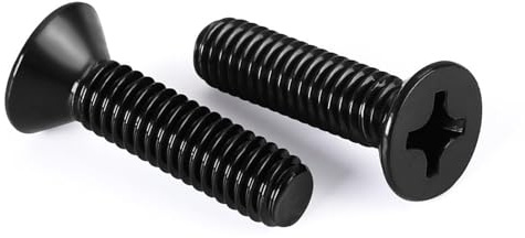 Wavanta 50Pcs M4 Bolts, M4 x 12mm Flat Countersunk Head Bolts Screws, Phillips Drive Machine Bolt, 304 Stainless Steel, Black Finish, Full Thread