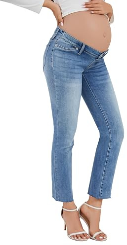 OVRUNS Maternity Jeans Under Belly Pregnancy Jeans Stretchy Denim Maternity Clothes for Women