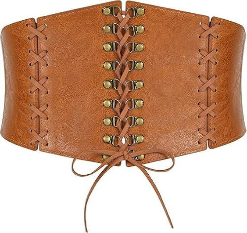WERFORU Ceinture Corset Large pour Femme Corset Vintage Femme Ceinture Lacée à Nouer Waspie pour Robes,Tenues Médiévales et Steampunk