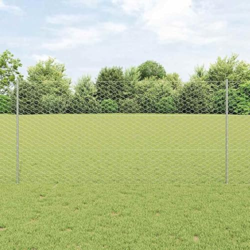 Recinzione a bastoncini, recinzione con pali in argento, 1,2 x 10 m, in acciaio, per giardino, recinzione di sicurezza