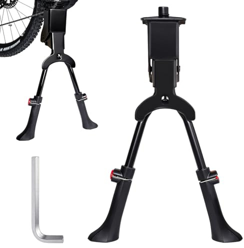 OCCOUMR Cavalletto per bicicletta a due gambe, doppio supporto regolabile in altezza, 24 – 29 pollici, portata 30 kg, per bicicletta da città, mountain bike e bici da trekking