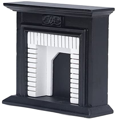 DAN&DRE 1:12 Maison de Poupée Cheminée en Bois Rétro Noir et Blanc Bouleau Maison de Poupée Meubles Miniatures pour la Décoration de de
