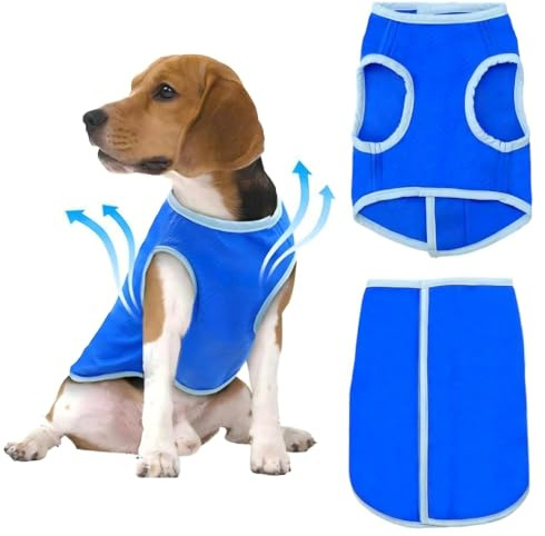 Dog Cooling Vest Breathable and Comfortable Cool Coat for Dogs Sun Protection Clothes for Dogs (Blue-A, M)