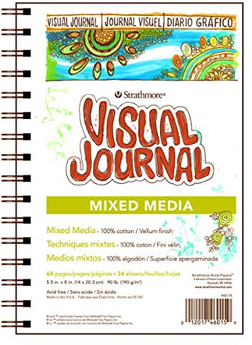 Pro-Art Paper Strathmore Visual Journal Mixed Media Vellum 5.5-inch x 8-inch, 34 Sheets, White