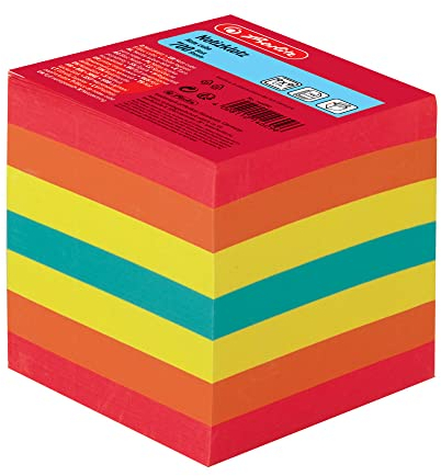 Herlitz Notizklotz Geleimt mit Deckblatt, 1 Stück in Folienpackung, 700 Blatt, 9 x 9 cm, farbig