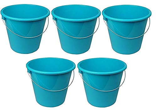 HRB Haushaltseimer, Putzeimer mit Metallbügel, 5 Liter (Türkis, 5 Stück) 20 x 17 cm (H x B)