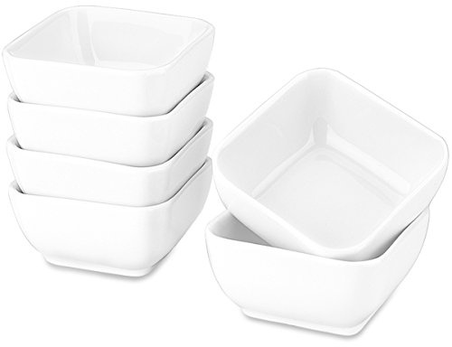 DELLING 3 Oz Ceramic Dipping Bowls Set of 6, Porcelain Soy Sauce Dish - White Dip Bowls for Charcuterie Board Cups, Small Sauce Cups for Condiment Ketchup BBQ, Dipping Sauce Cups Dishwasher Safe