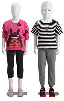 Eurohandisplay Kinderpuppe Schaufensterpuppe weiß SC-1W 2 Köpfe Egghead Jungekopf Kind 130 cm Kids Mannequin